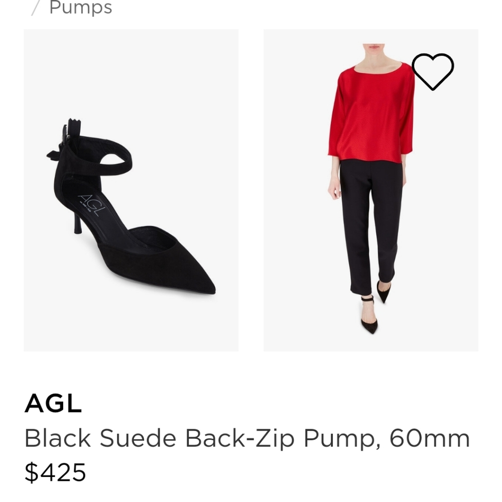 AGL Black Suede Back-Zip Pumps